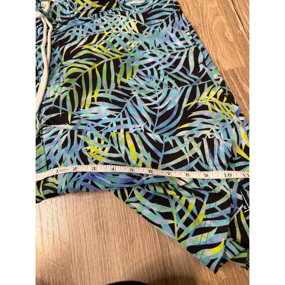 American Eagle Mens Tropical Palm Leaf Board Shorts Blue Green Swim Trunks Large